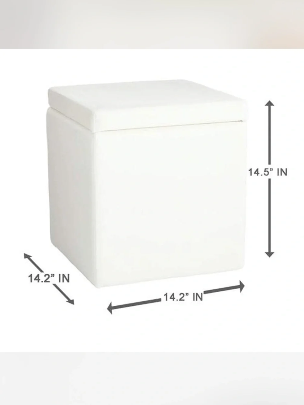 Compact White Storage Cube Ottoman with Padded Lift-Top